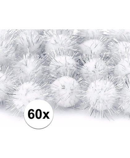 60x witte knutsel pompons 20 mm
