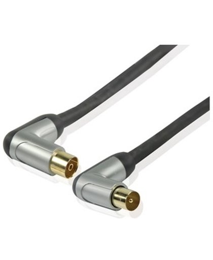 Profigold coax-kabels Coax cable male angled - female angled, 2m, black