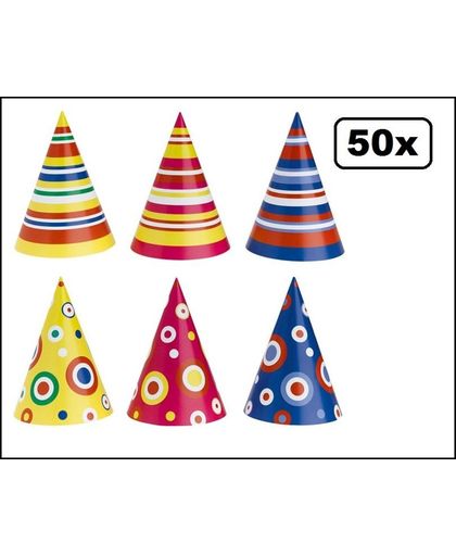 50x Luxe Feesthoedjes karton multicolour