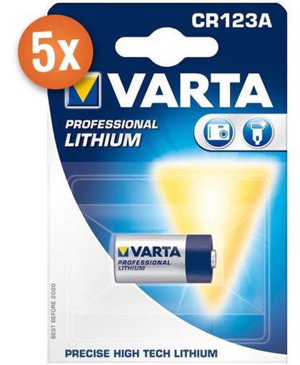 Voordeelpak van 5 x Varta Photo Lithium batterijen CR123A
