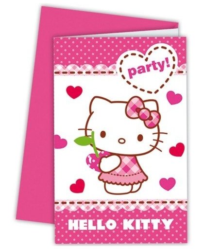 Hello Kitty Uitnodigingen 6 Stuks