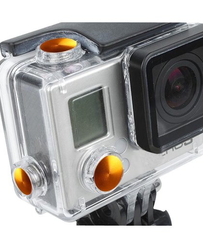 TMC Geanodiseerd aluminium gekleurde button set voor GoPro Hero 3+, pakket van 3 (Oranje)