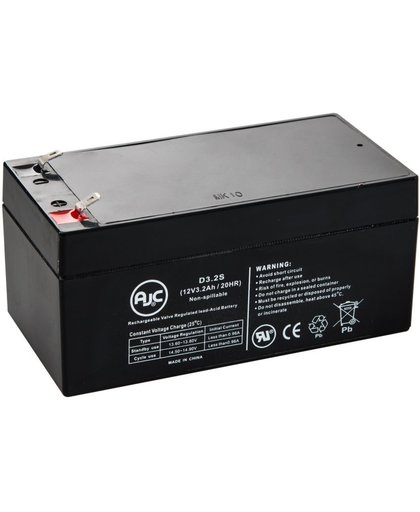 AJC® Battery geschikt voor B&B BP3-12-F2 12V 3.2Ah Verzegelde loodzuur accu