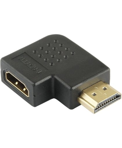 Vergulde HDMI 19 Pin mannetje naar HDMI 19 Pin vrouwtje Adaptor met een 90 graden hoek (zwart)
