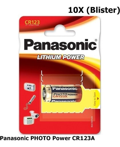 10 Stuks - Panasonic PHOTO Power CR123A blister Lithium batterij