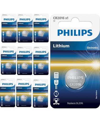 10 Stuks - Philips CR2016 3v lithium knoopcelbatterij
