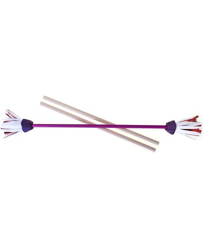 Set Acrobat Flower Stick PURPLE shaft, purple/white/red flower + hand sticks