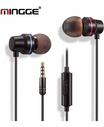 MINGGE M206 In-Ear Oortjes Special Edition Black Oortjes headset iPhone 4 5 5S 5C SE 6 6S 7 Plus