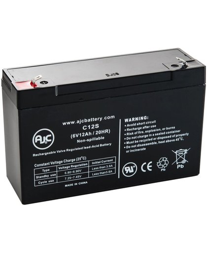 AJC® Battery geschikt voor Power-Sonic PS-6100-F1 6V 12Ah Verzegelde loodzuur accu