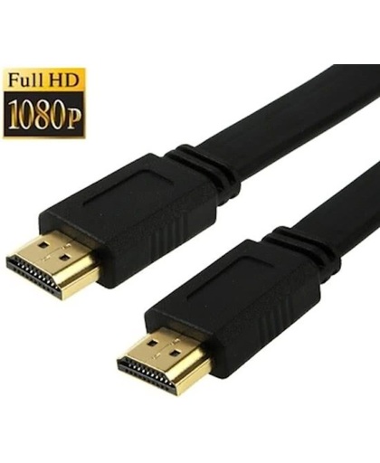 HDTV - HDMI naar HDMI 19Pin Platte Kabel met Lengte 10 meter - Versie 1.4 Standard Speed - Zwart