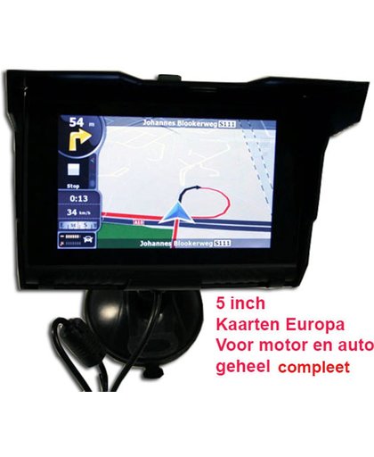 Motor navigatie systeem 5 inch inclusief mount voor Auto en motor geheel compleet met opbouw