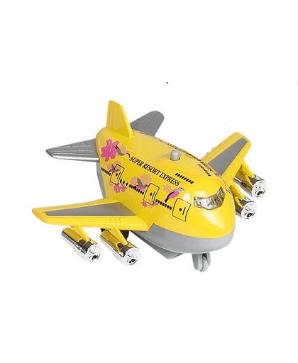 Goki Metalen Vliegtuig Met Geluid 9 cm Geel