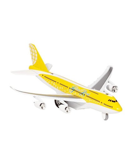 Goki Metalen Vliegtuig Met Geluid en Licht 18,5 cm Geel