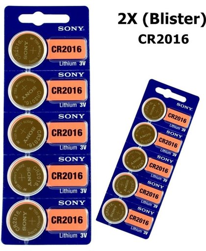 10 Stuks (2 blisters a 5st) - Sony CR2016 lithium knoopcel