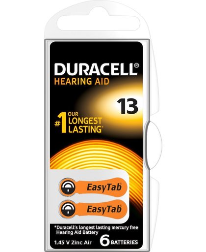 Duracell duralock knoopbatterij hearing aid 13 oranje
