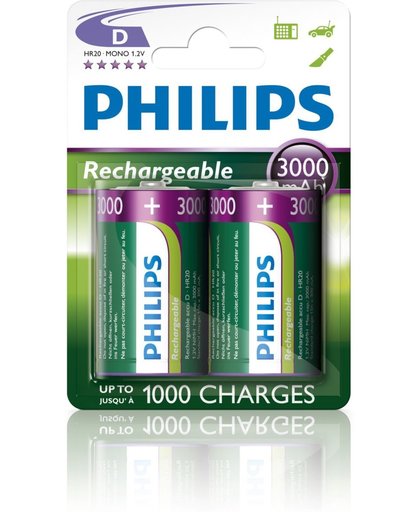 Philips Rechargeables Batterij R20B2A300/10 oplaadbare batterij/accu