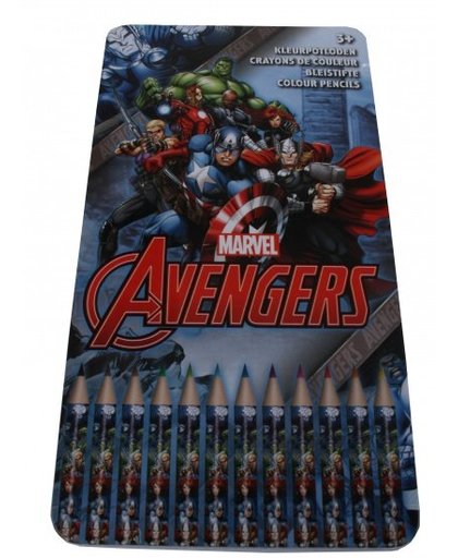 Disney Avengers 12 Kleurpotloden in Metalen doos