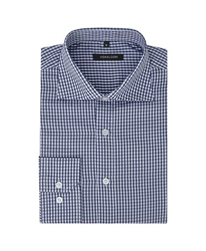 vidaXL Zakelijk overhemd heren wit en marineblauw geblokt maat XL