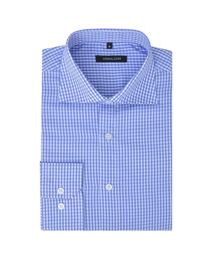 vidaXL Zakelijk overhemd heren wit en lichtblauw geblokt maat XL