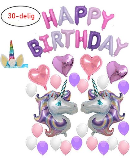 Luxe set verjaardag versiering Eenhoorn / unicorn - Happy Birthday - Handig en mooi