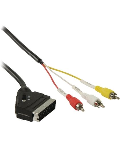 Schakelbare Scart Naar Tulp Kabel Adapter - Scart Male Naar 3X RCA / AV / Composiet Kabel Adapter / Stekker / Converter / Omvormer / Verloopstekker / Connector / Verloopkabel - 2 Meter