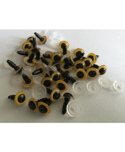 10 paar Veiligheidsoogjes geel / zwart 10mm - NBH®