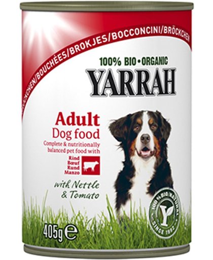 Yarrah Biologische Hondenvoer - Brokjes in Saus met Brandnetel & Tomaat - 12 St à 405 gr