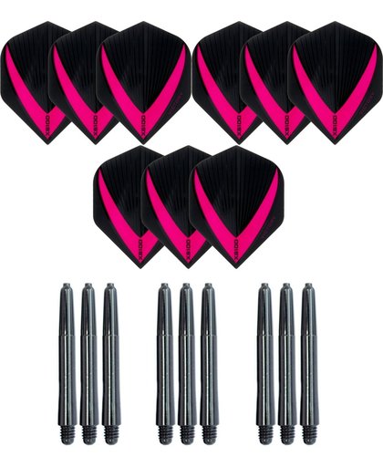 3 sets (9 stuks) Super Sterke – Roze - Vista-X – darts flights – inclusief 3 sets (9 stuks) - medium - darts shafts