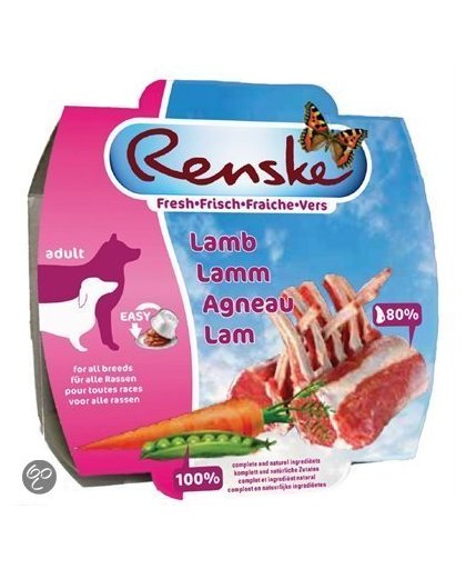 RENSKE Natvoer Renske vers vlees voeding hond lam 100 gr