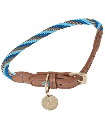 Lief! halsband voor hond boys blauw / bruin 37x0,8 cm