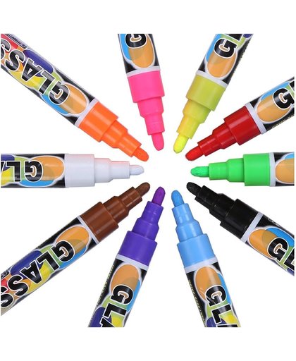 8 Multicolor Krijtstiften set voor krijtbord, schoolbord, spiegel en glas - Krijtbord stift - Porselein stift - Marker - Glasstiften - Raamstiften
