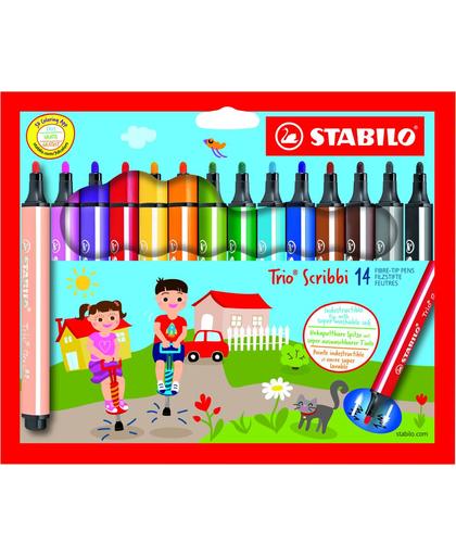 STABILO Trio Scribbi Viltstiften - Etui 14 Kleuren