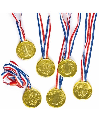 Goudkleurige medailles  (6 stuks per verpakking)