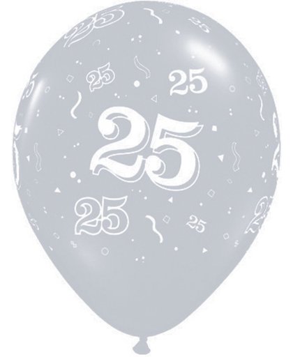 Zilveren Ballonnen 25 jaar 28cm - 25 stuks