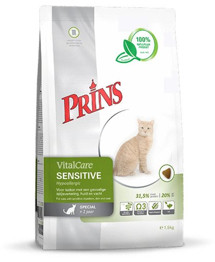 Prins cat vital care adult sensitive hypo allergeen kattenvoer 1,5 kg