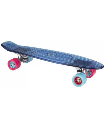 Nijdam Skateboard 57 cm transparant/lichtblauw/fuchsia