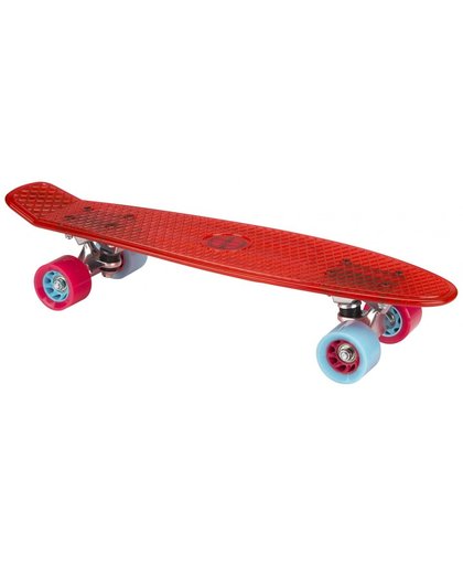 Nijdam Skateboard 57 cm transparant/rood/lichtblauw