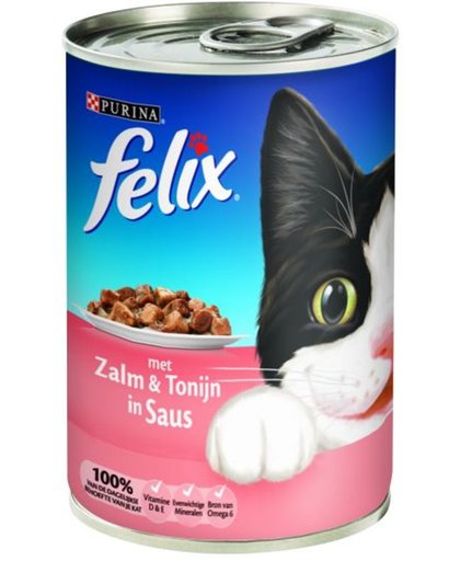 FELIX Blik Brok In Saus - Zalm en Tonijn - Kattenvoer - 12 x 400 gr