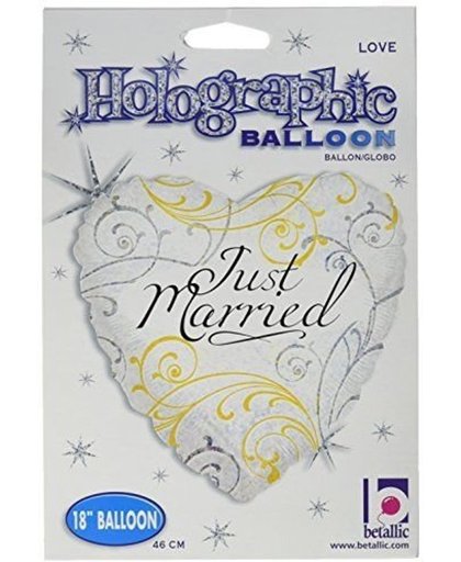 Betallic - Folieballon - Hart - Just married - Zonder vulling - 43cm