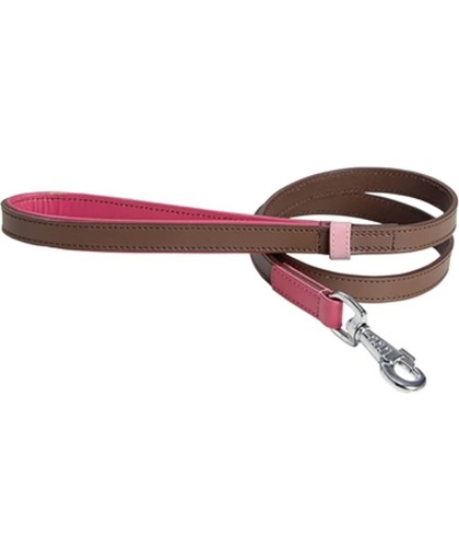 Bobby Lederen hondenriem / hondenlijn Brave, met roze accenten, 100 cm