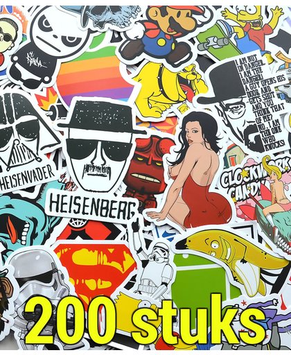 200 Stickers voor Macbook, laptop, iPad, agenda, skateboard, snowboard, fiets of autobumper - Hoogwaardige kwaliteit PVC sticker - water- en UV-bestendig - Retro style - King Mungo - KMST004
