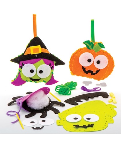 Naaisets Halloween voor kinderen. Leuke knutsel- en decoratiesets voor Halloween voor jongens en meisjes (4 stuks per verpakking)