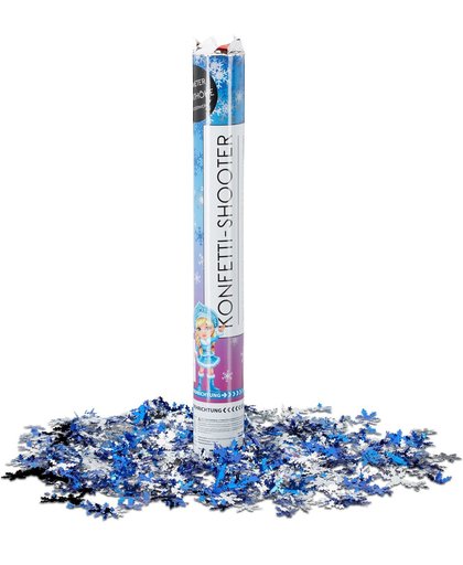 relaxdays confetti kanon sneeuwvlok - 40 cm - feestaccessoires - party popper - shooter