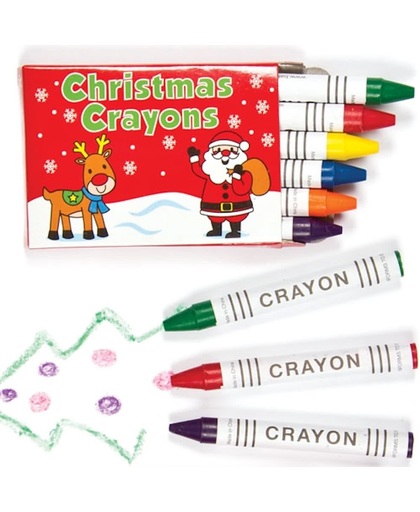 Mini kerst krijtjes - speelgoed voor kinderen - feestartikelen ideaal em cadeau te geven (8 pakkets met 6 kleuren)