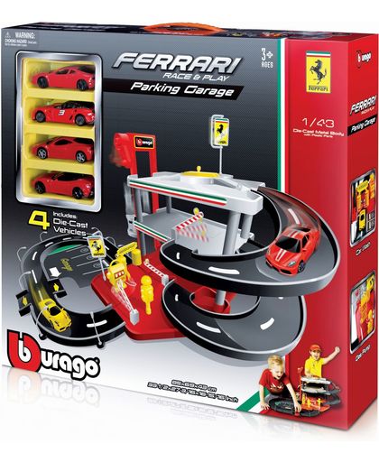 Garage Bburago:. Ferrari garage + 4 auto`s 1:43