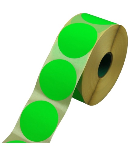 Etiket fluor groen 60 mm, 1000 stuks