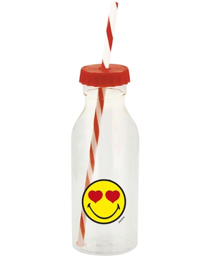 Zak!Designs Smiley Waterfles - Soda - Incl Rietje - 55 cl Emoticon Love - Rood