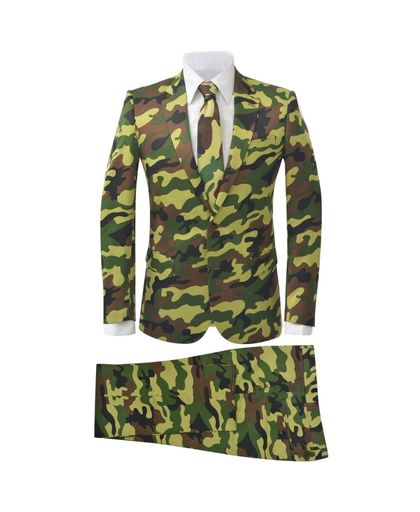 vidaXL Tweedelig herenkostuum met stropdas camouflage print maat 46