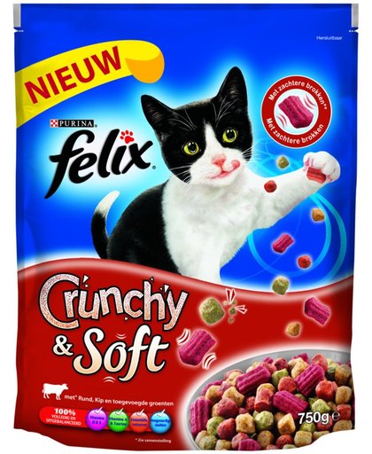 FELIX Crunchy en Soft - Rund en Kip - Kattenvoer - 750 gr