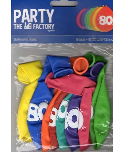 ballonnen - 80 jaar - 8 stuks in diverse kleuren